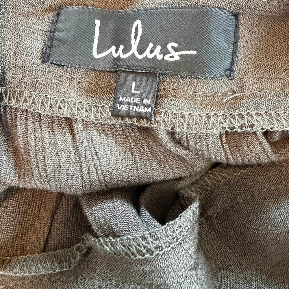 NWT Olive Green Halter Maxi Dress Open Back Pockets Side Slits Size L - Picture 4 of 12